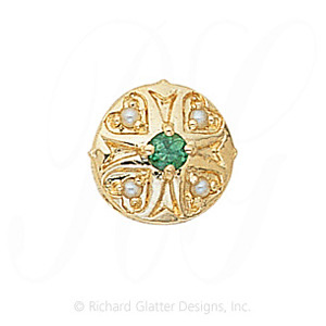 GS337 E/PL - 14 Karat Gold Slide with Emerald center and Pearl accents 